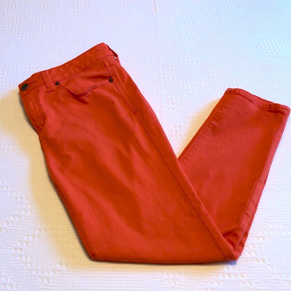 Orange skinny ankle jeans